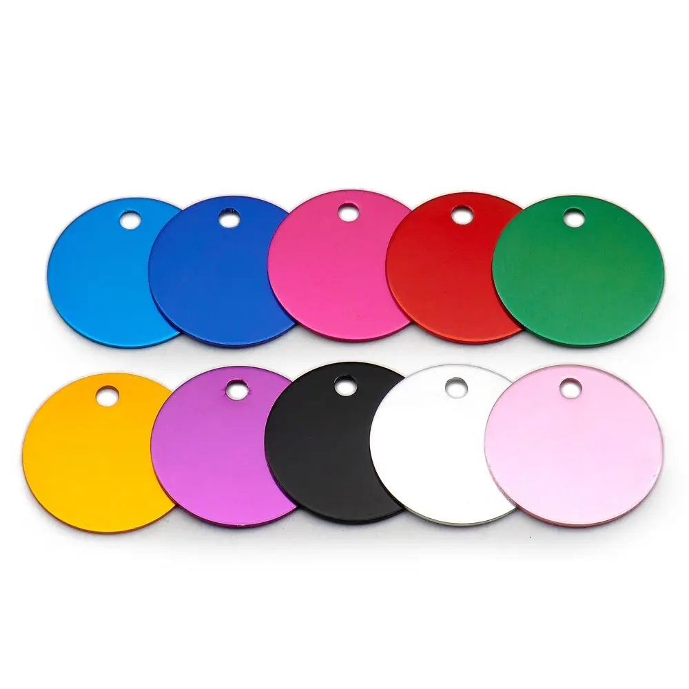 Wholesale 100Pcs Personalized Engraving Anti-lost Dog ID AluminumTag Id Blank Round Customized Pet Name Puppy Collar Pet Supplie