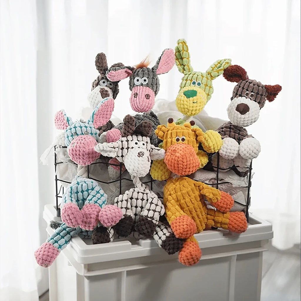 Cute Donkey Plush Toy for Dogs - Squeaky Chewable Interactive Pet Toy with Funny Sound, Soft Plush Puppy Teething Toy