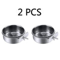 2PCS Parrot Rabbit Hamster Pet Food Dish Stainless Steel Clamp-on Water Drinker Bird Feeder Feeding Bowl Cage Cup Hanging bowl