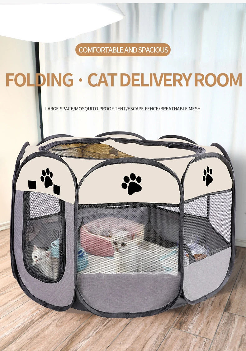Pet Tent Portable Foldable Octagonal Fence Cat Bed East To Use Outdoor Pet Nest Dog Bed For Puppy And Small Medium Cats Frences