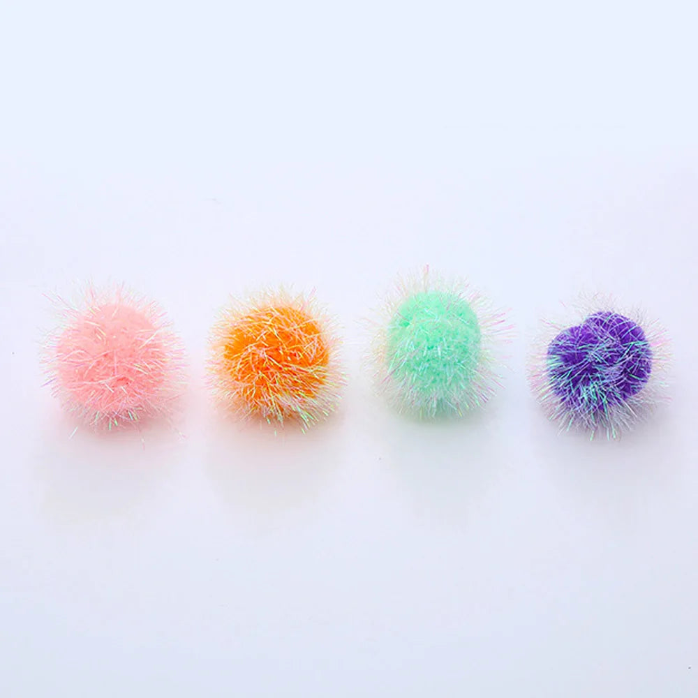 Candy Color Small Ball Cat Toys Kitten Interactive Chew Pet Toy Funny Cat Scratcher Plush Ball