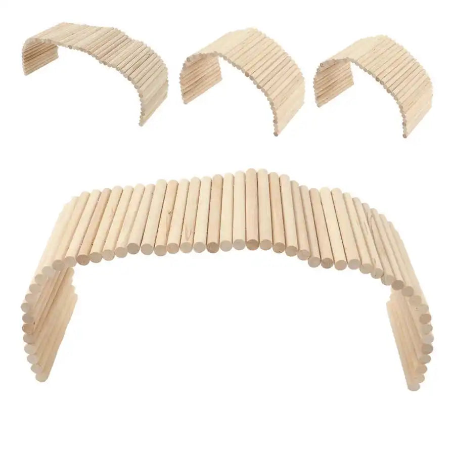 Pet Climbing Bridge Flexible Bendable Wooden Tunnel Ladder Toxic Free for Hamsters for Rabbits