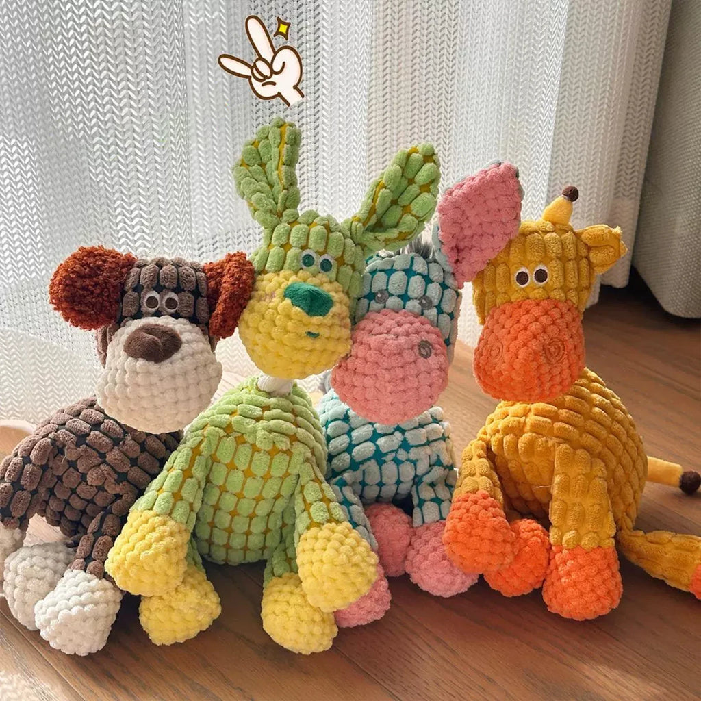 Cute Donkey Plush Toy for Dogs - Squeaky Chewable Interactive Pet Toy with Funny Sound, Soft Plush Puppy Teething Toy