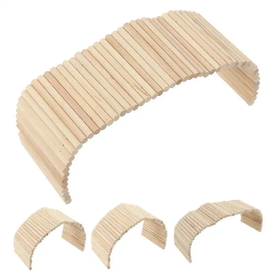 Pet Climbing Bridge Flexible Bendable Wooden Tunnel Ladder Toxic Free for Hamsters for Rabbits