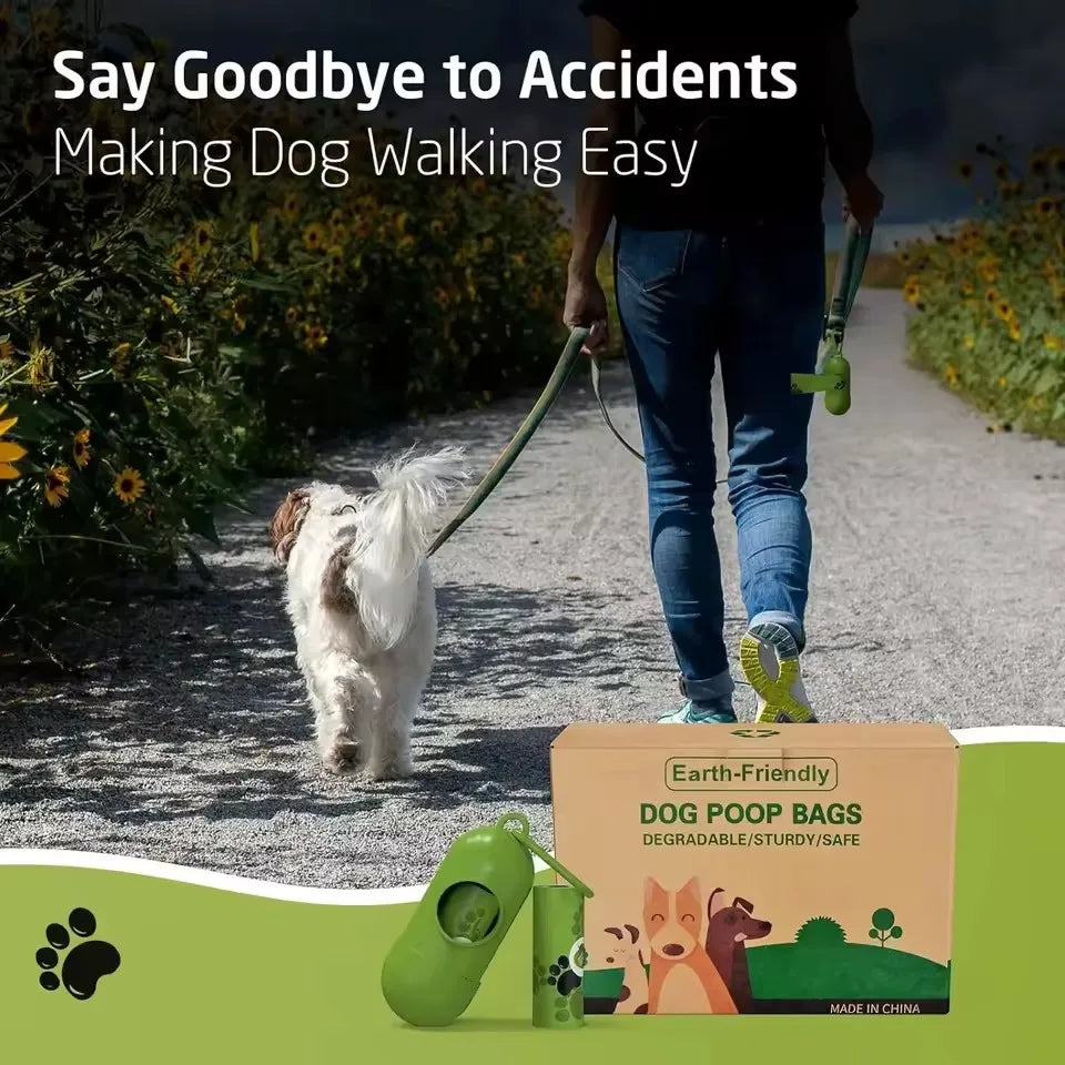 New Pet Biodegradable Trash Bag Dog Poop Bags Bulk Biobase Scented Poo Bag Degradable Cat Waste Bags Dog Poop Dispenser Gifts