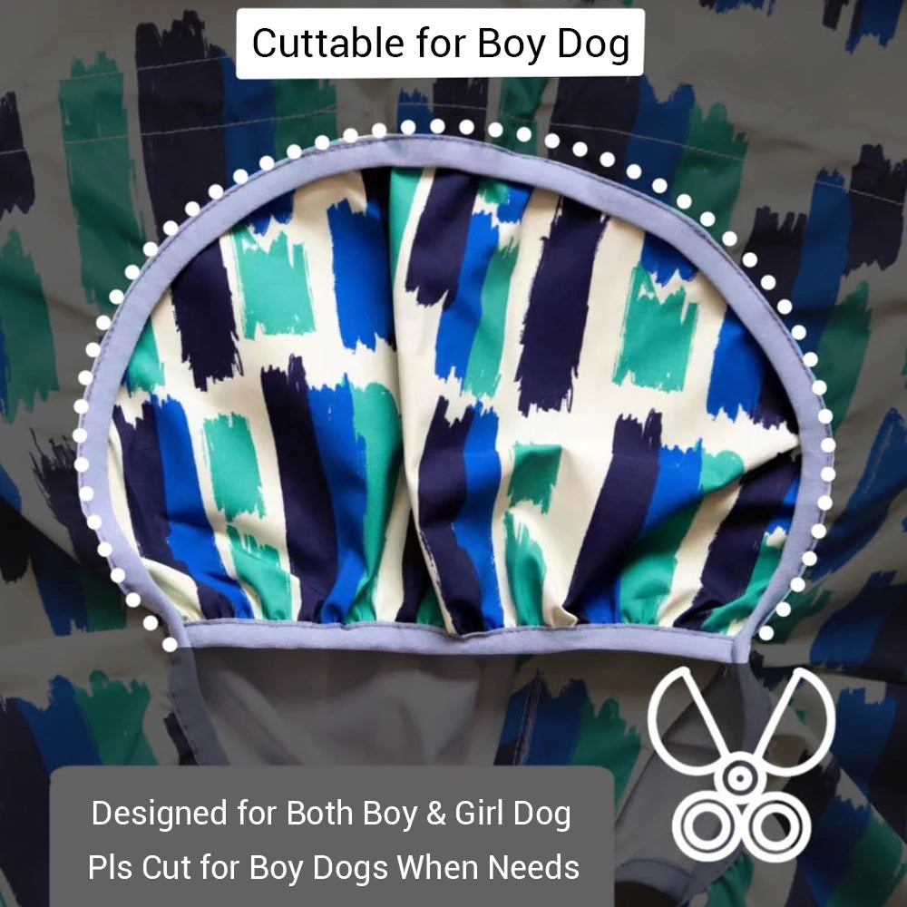 Waterproof Dog Raincoat Full Body-Covered Pet Rain Coat with Cuttable Belly Full Prints Outdoor Rain Jacket for Medium Large Dog