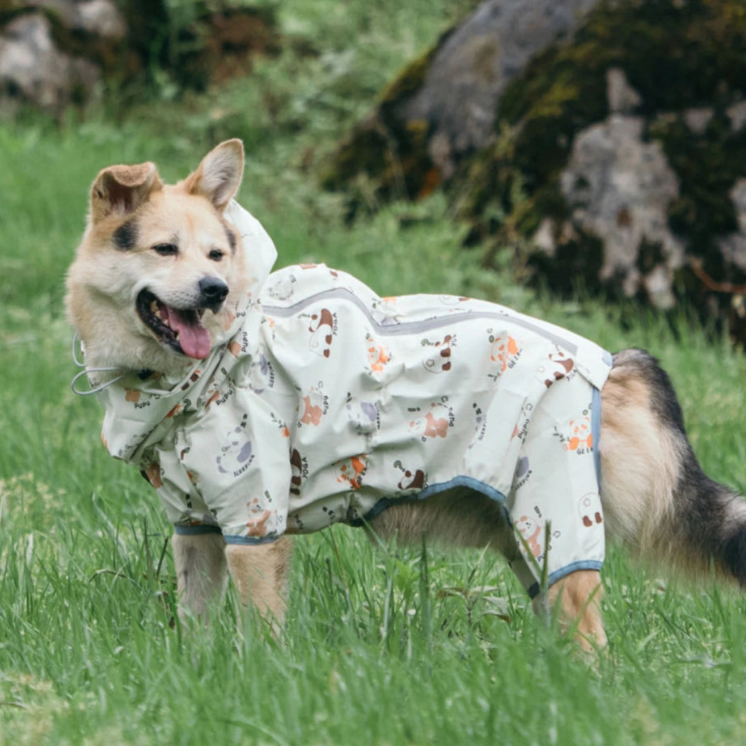 Waterproof Dog Raincoat Full Body-Covered Pet Rain Coat with Cuttable Belly Full Prints Outdoor Rain Jacket for Medium Large Dog