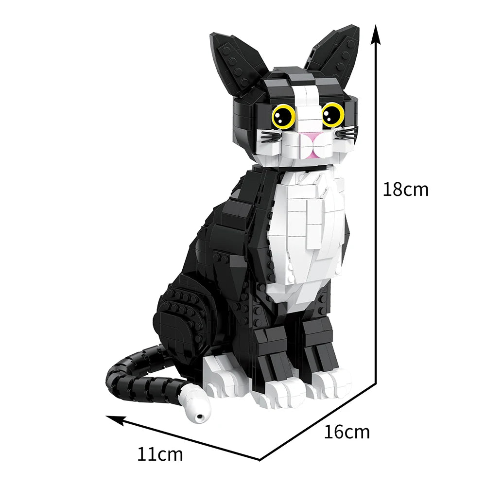 KNEW BUILT Adorable Cat Mini Model Building Blocks Expressive Faces Orange and Black Options for Kid Toys Pet Fans Style Bricks