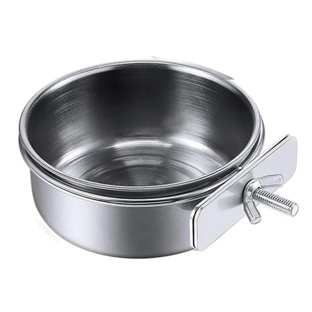 2PCS Parrot Rabbit Hamster Pet Food Dish Stainless Steel Clamp-on Water Drinker Bird Feeder Feeding Bowl Cage Cup Hanging bowl