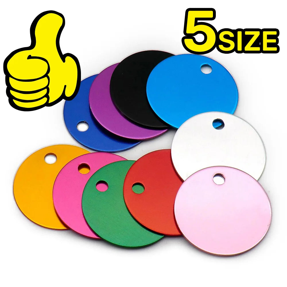 Wholesale 100Pcs Personalized Engraving Anti-lost Dog ID AluminumTag Id Blank Round Customized Pet Name Puppy Collar Pet Supplie