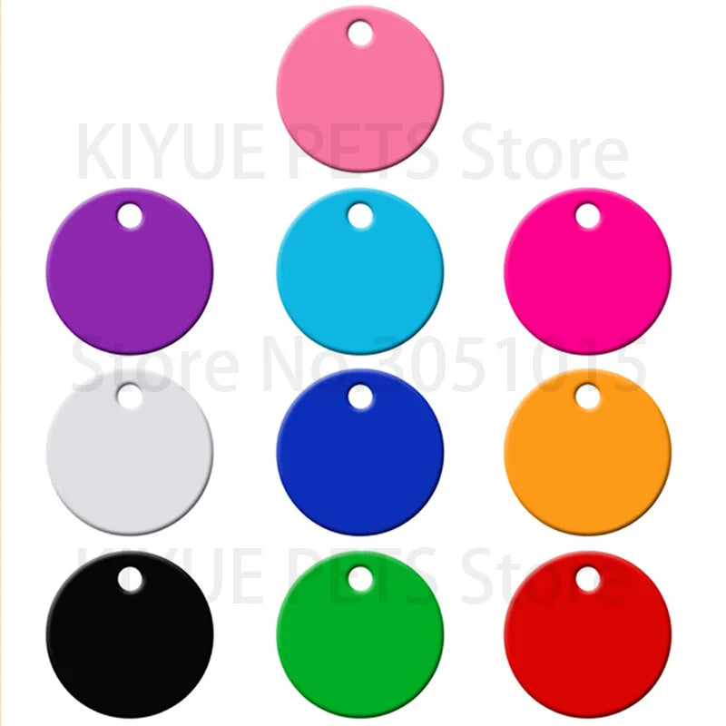 Wholesale 100Pcs Personalized Engraving Anti-lost Dog ID AluminumTag Id Blank Round Customized Pet Name Puppy Collar Pet Supplie