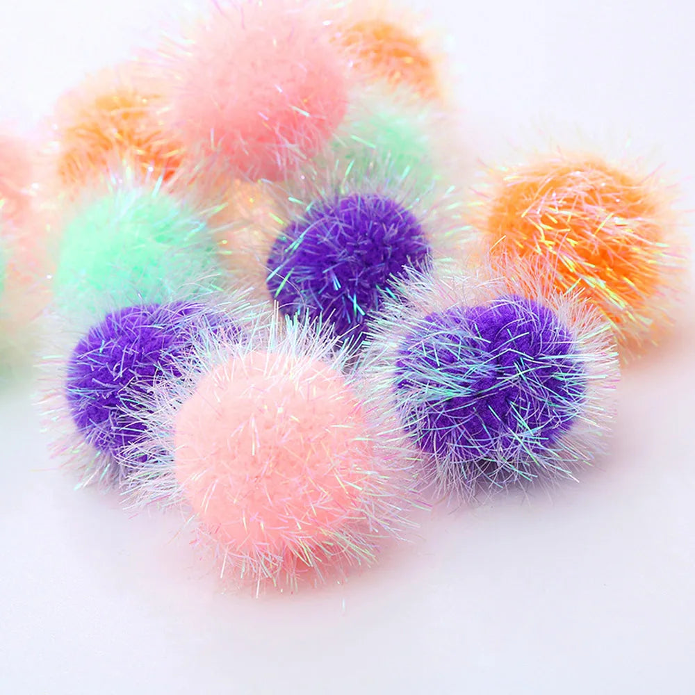 Candy Color Small Ball Cat Toys Kitten Interactive Chew Pet Toy Funny Cat Scratcher Plush Ball