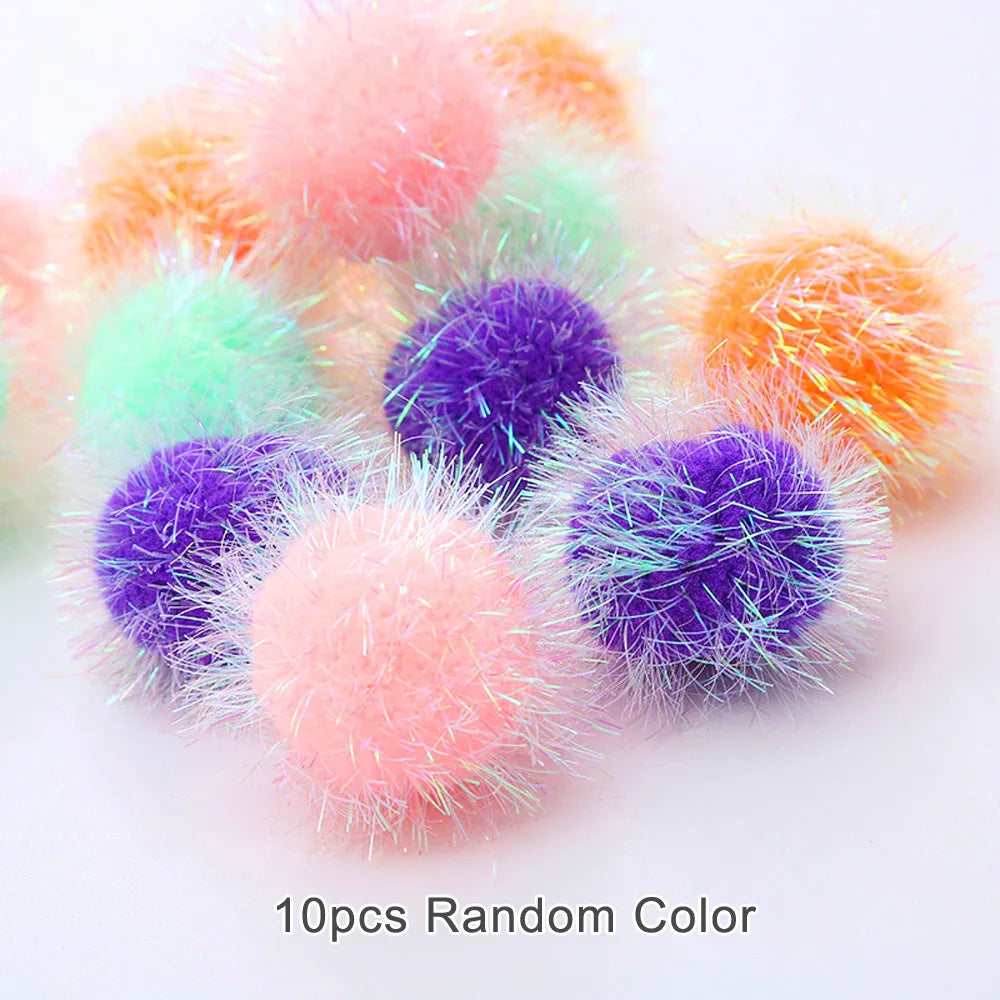 Candy Color Small Ball Cat Toys Kitten Interactive Chew Pet Toy Funny Cat Scratcher Plush Ball