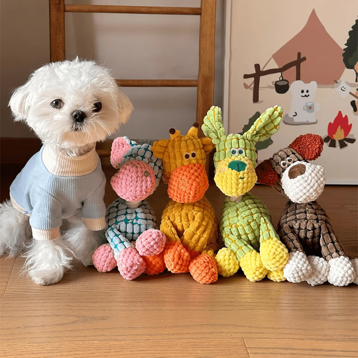 Cute Donkey Plush Toy for Dogs - Squeaky Chewable Interactive Pet Toy with Funny Sound, Soft Plush Puppy Teething Toy