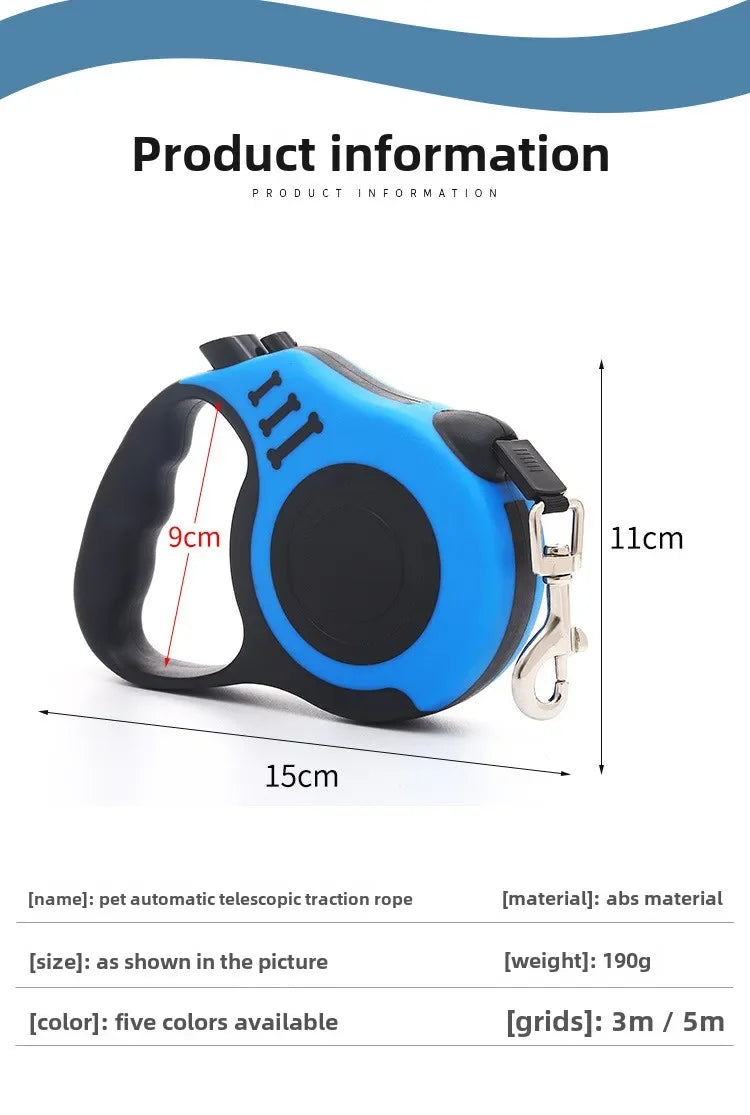 3m 5m Dog Leash Strong Nylon Puppy Lead For Small Medium Large Dogs Cats Automatic Retractable Durable Yorkshire Pet Supplies