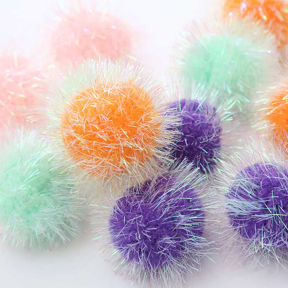 Candy Color Small Ball Cat Toys Kitten Interactive Chew Pet Toy Funny Cat Scratcher Plush Ball