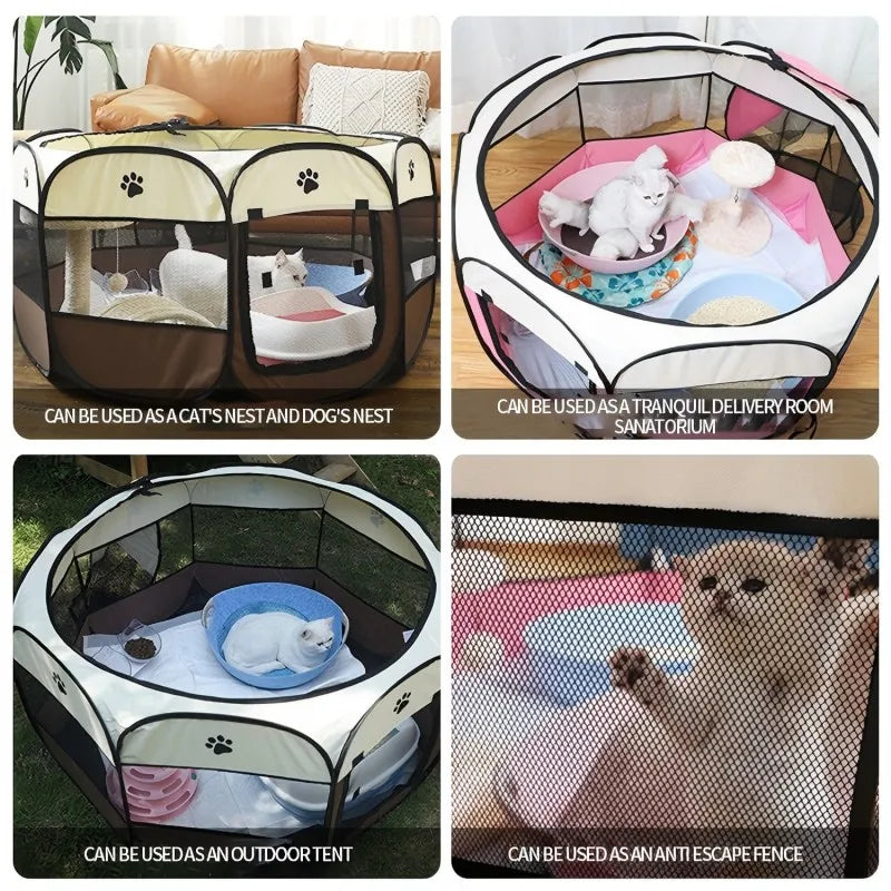 Pet Tent Portable Foldable Octagonal Fence Cat Bed East To Use Outdoor Pet Nest Dog Bed For Puppy And Small Medium Cats Frences
