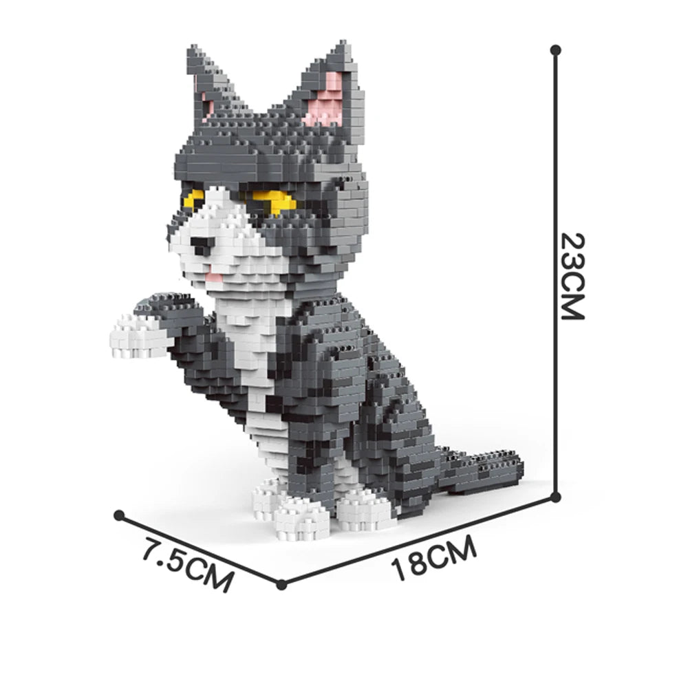 KNEW BUILT Adorable Cat Mini Model Building Blocks Expressive Faces Orange and Black Options for Kid Toys Pet Fans Style Bricks